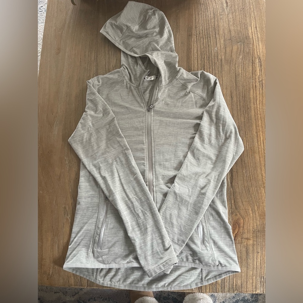 H&M Women's Light Gray Zip-Up exercise Hoodie, Size L